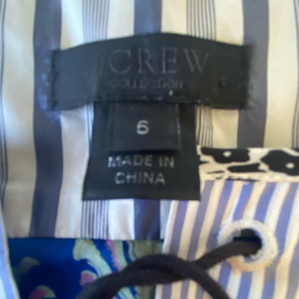 J.CREW Collection Dress Silk Floral Mixed Pattern Blue Pink Lace Up Size 6 - Picture 6 of 13